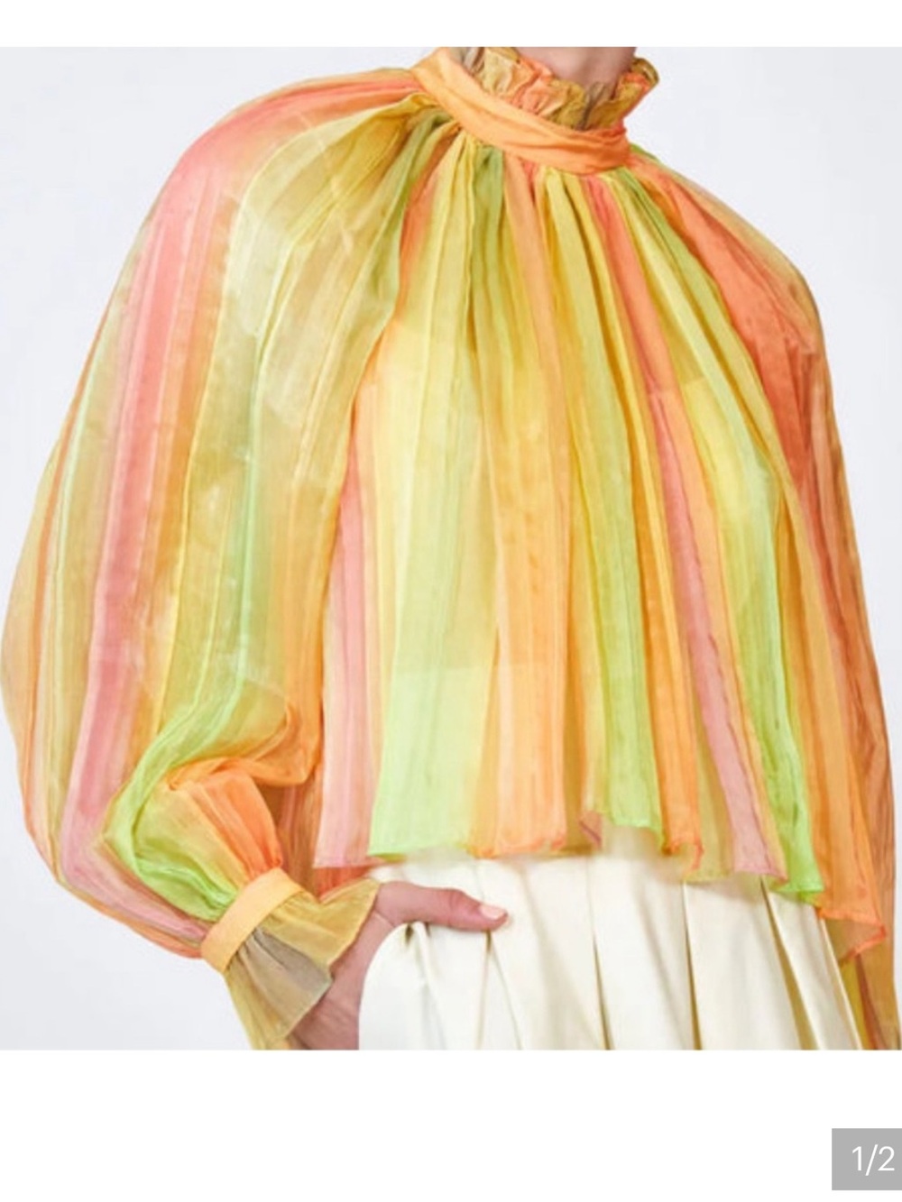Hunter Bell Savannah Pleated Mock Neck Multicolor Top Large
